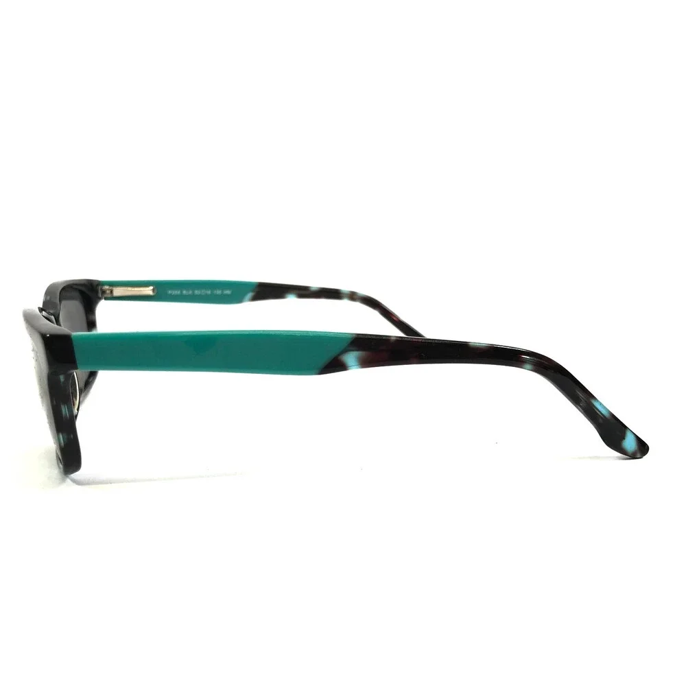Phoebe Sunglasses P268 BLK Black Green Rectangle Frames w/ Gray Lenses 52-16-135